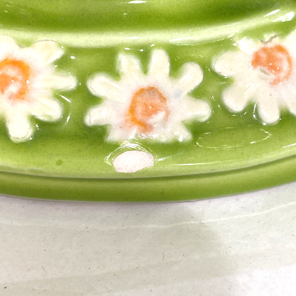 Vintage 1970 ceramic flower pot planter vase green white daisy candlestick phone - Picture 10 of 10